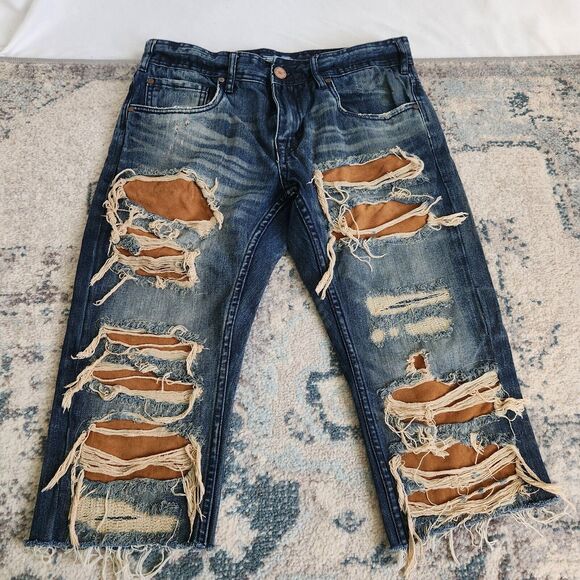 Jordan Craig Legacy Edition Collins Mens 30 Long Shorts/Capris Distressed Jeans - Picture 1 of 8